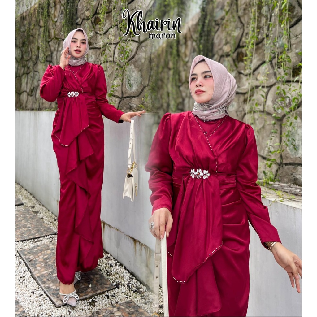 GAMIS KONDANGAN POLOS KHAIRIN DRESS PESTA MUSLIMAH