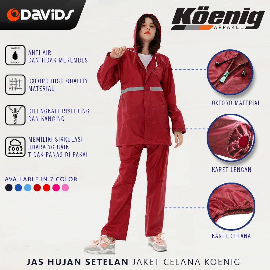 Jaz Hujan Setelan Jas Ujan Setelan Dewasa Pria Wanita Jaket Celana Anti Rembes Rain Coat Raincoat Mantel Premium Koenig