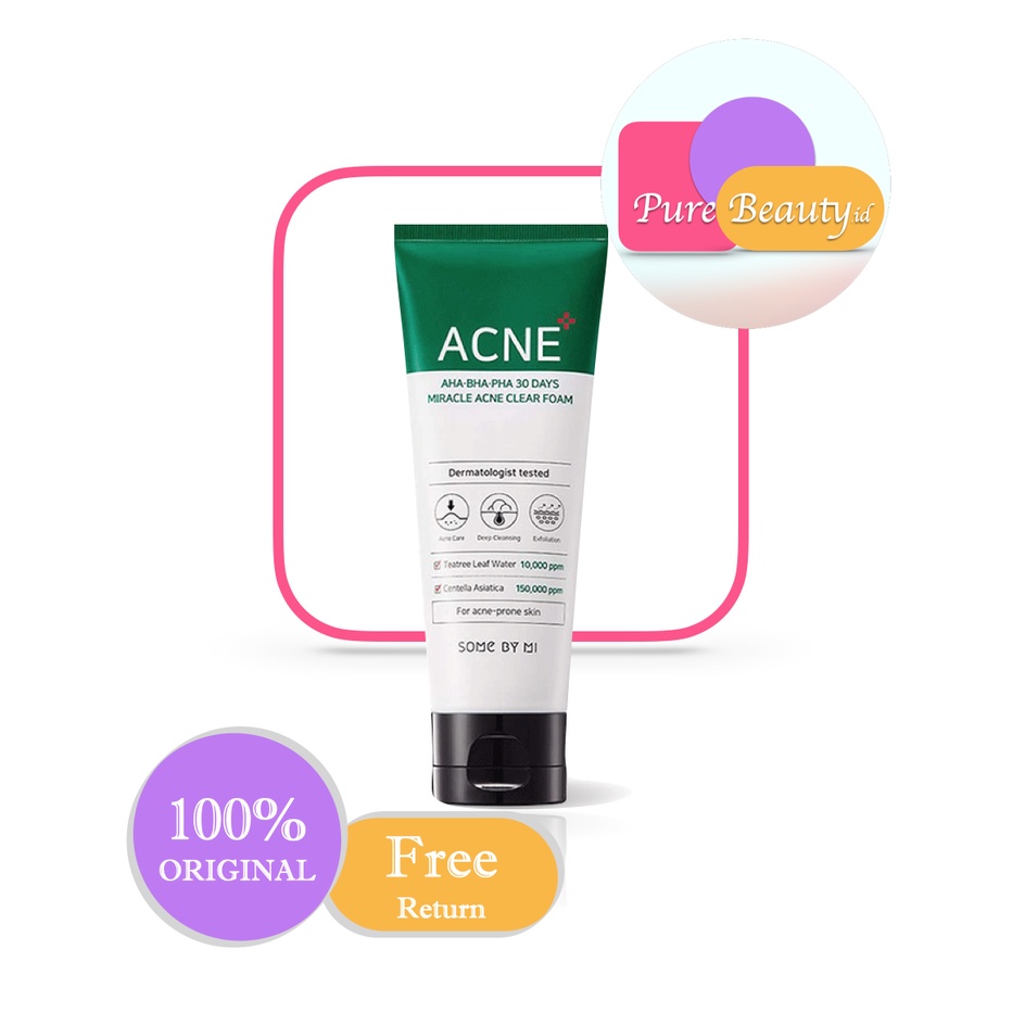 SOME BY MI 30 Days Miracle Acne Clear Foam Cleanser Mengontrol minyak Meringankan gejala jerawat ❤ 100% Original ❤