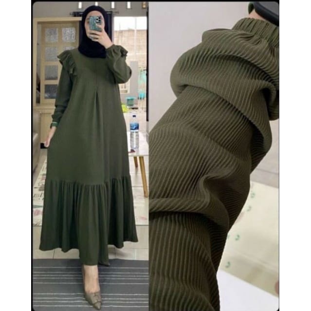 iImira Dress Panjang Gamis Jumbo Ld120 cm Kaos Rib Knit Import High Quality Baju Wanita Kekinian Midi Dress Korea