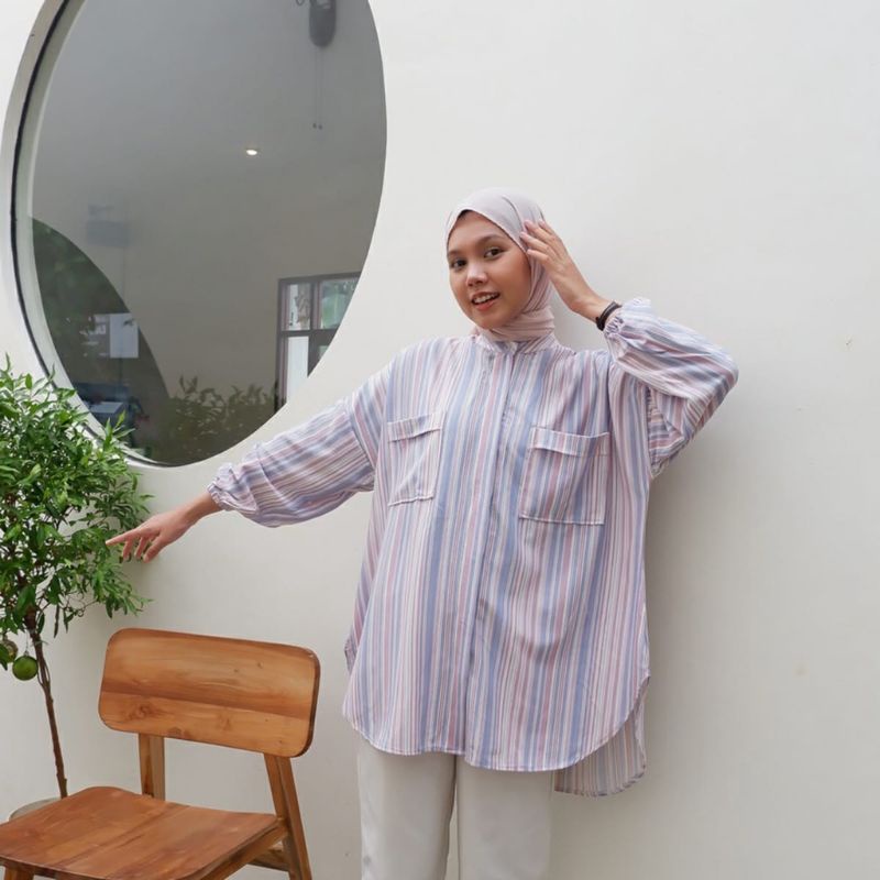 TUNIK WANITA STRIPE - SIERRA STRIPE TUNIK BLOUSE