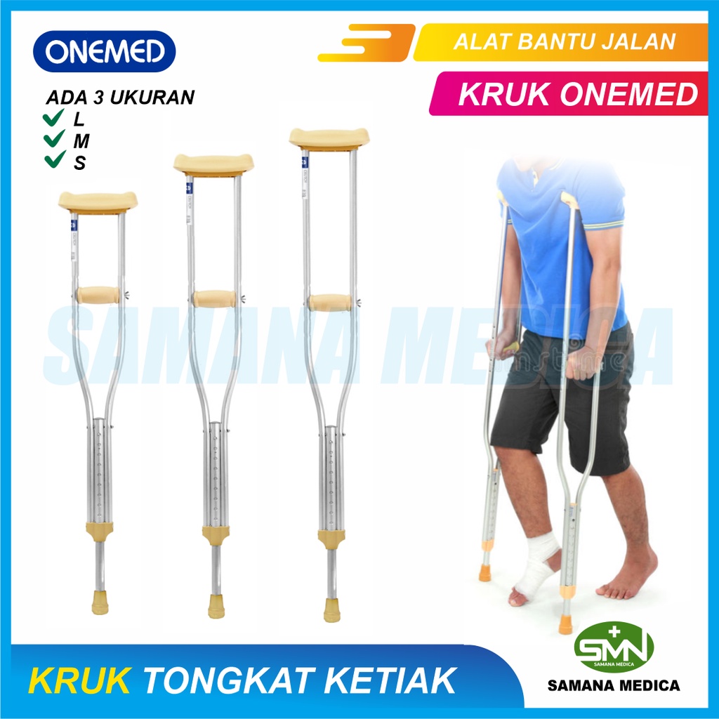 Tongkat Ketiak Merk ONEMED Ukuran S - M - L Tongkat Kruk Alat Bantu Jalan MURAH Promo Murah Harga /Pcs Promo Murah