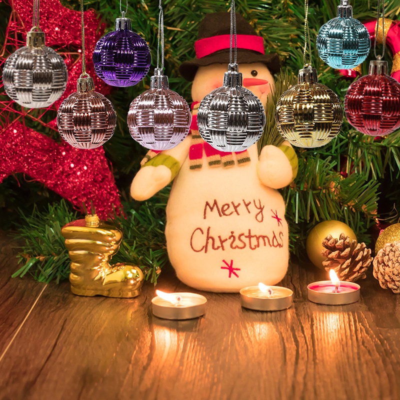 6pcs Ornamen Bola Gantung Warna-Warni Ukuran 4cm Untuk Dekorasi Pohon Natal