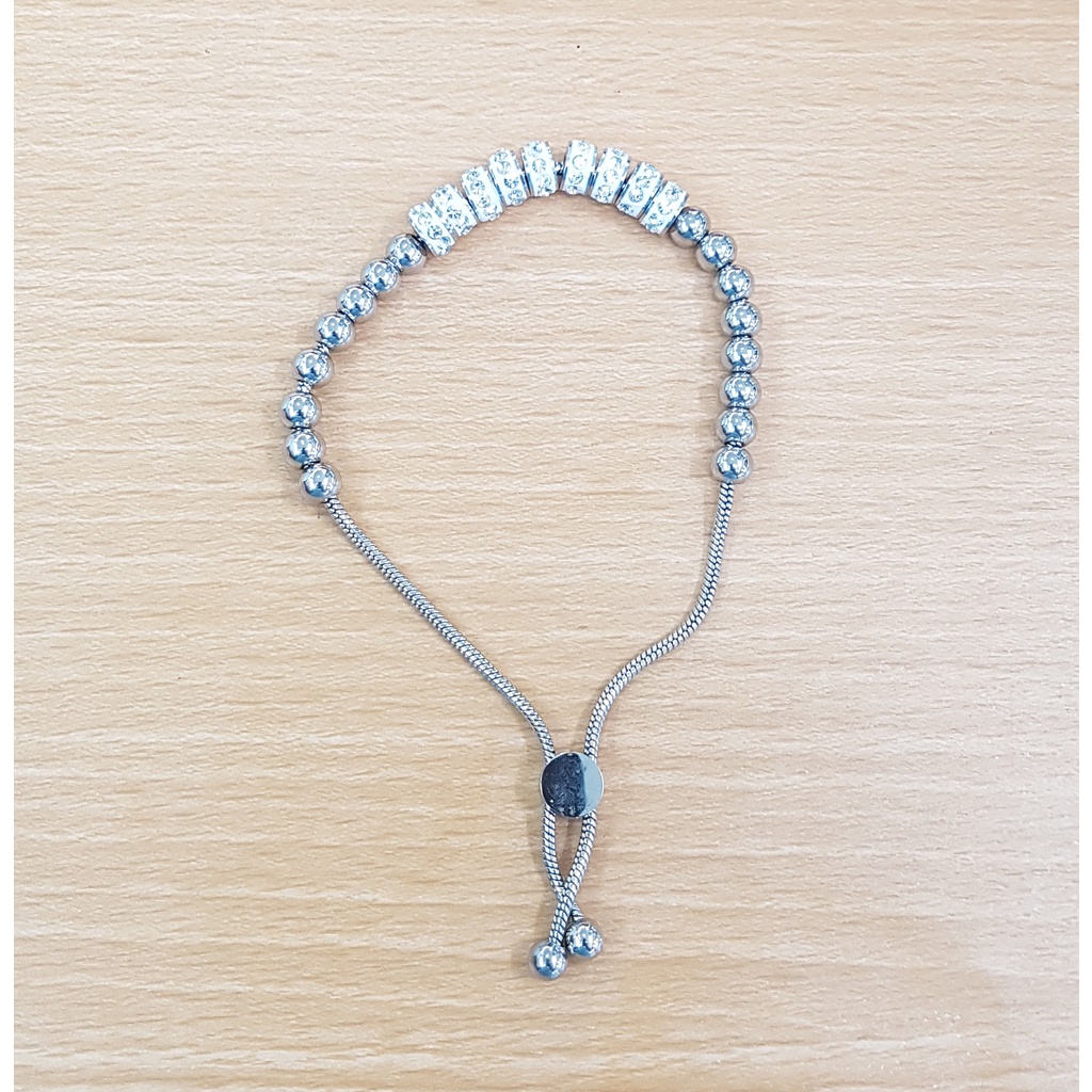 GELANG TANGAN SERUT BOLA KOMBINASI PUTIH  BRAND TERNAMA, BESI PUTIH ASLI AMBON, TIDAK BERKARAT DAN T