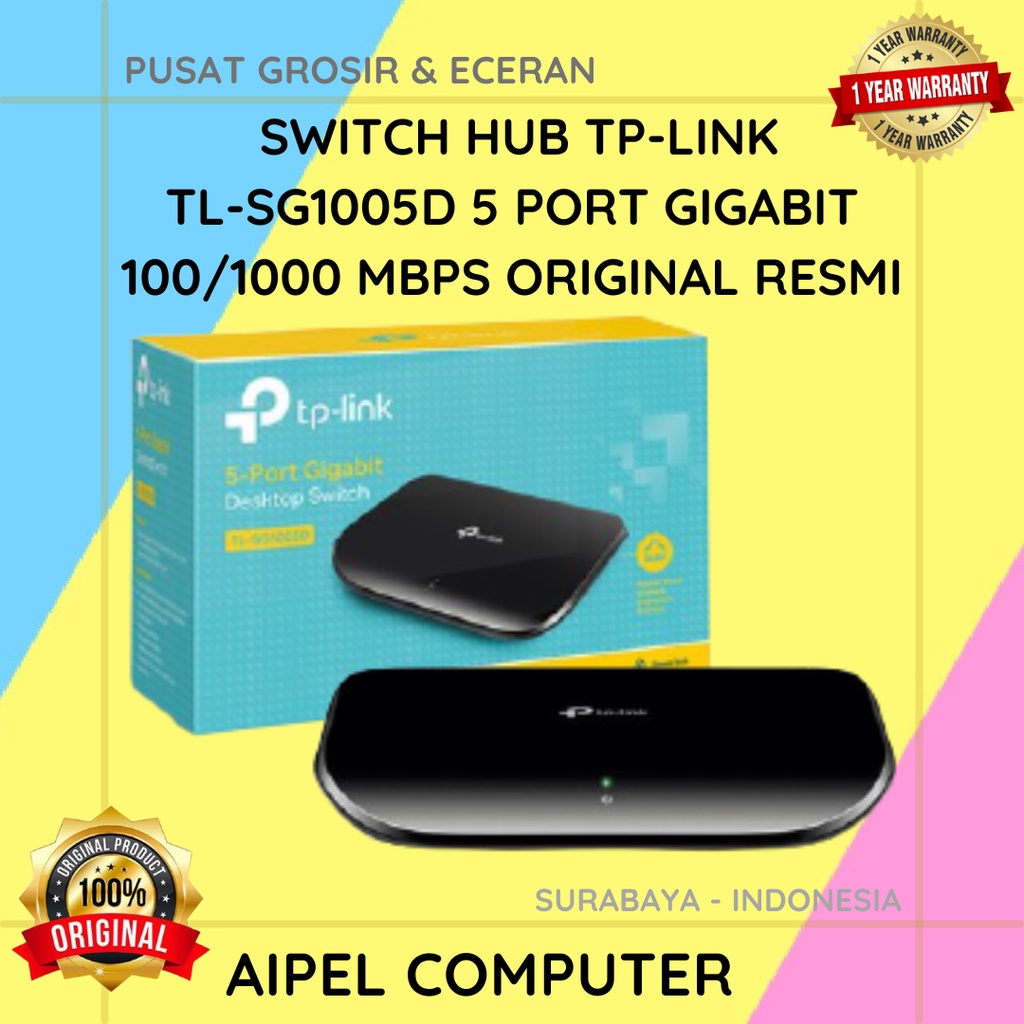 SG1005D | SWITCH HUB TP-LINK TL-SG1005D 5 PORT GIGABIT 100/1000 MBPS ORIGINAL RESMI