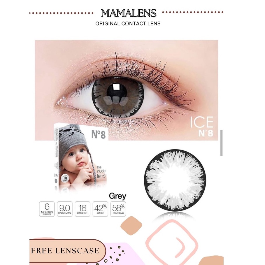SOFTLENS ICE N8 COLOR BIGEYES 16MM MINUS 0.50 SD 3.00 FREE LENSCASE - MAMALENS