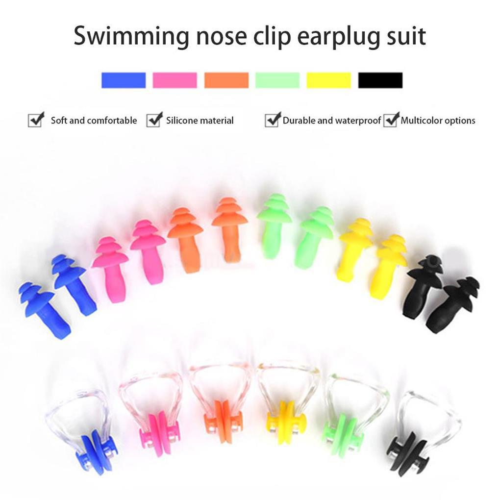 Topi Renang Elastis Ladies Hair Flexible Ear Plugs Tahan Lembab Desain Ergonomis Klip Hidung Kolam Renang Diving Kombinasi Kit