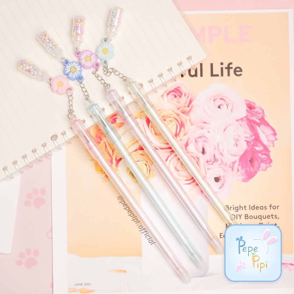 4 &amp;12 pcs Pena Gantungan Daisy Bulu Pen Bolpen Pulpen Bolpoin Karakter bunga matahari