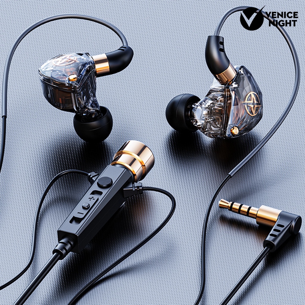 (VNEP) (Berkabel) Earphone Pengurang Kebisingan Universal 3.5mm Plug berbentuk L Headphone Gaming Dinamis dengan Mikrofon untuk Karaoke