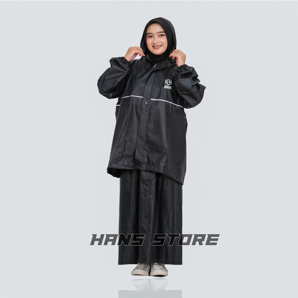 Jas hujan Wanita setelan Baju Dan Rok bahan tebal anti rembes By HANS