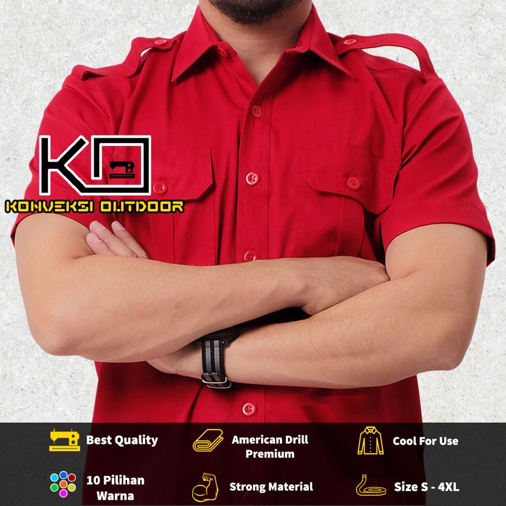 JUMBO 3XL 4XL - BAJU KEMEJA PDL OUTDOOR INDOOR LENGAN PENDEK - Kemeja Lapangan Seragam Kerja Kantor Group Cargo Gunung Taktikal Comunitas Kemeja Dinas PDH PNS Safari Satpam Security Keamanan Paspampres Partai Prabowo - Semua Warna Konveksi Outdoor