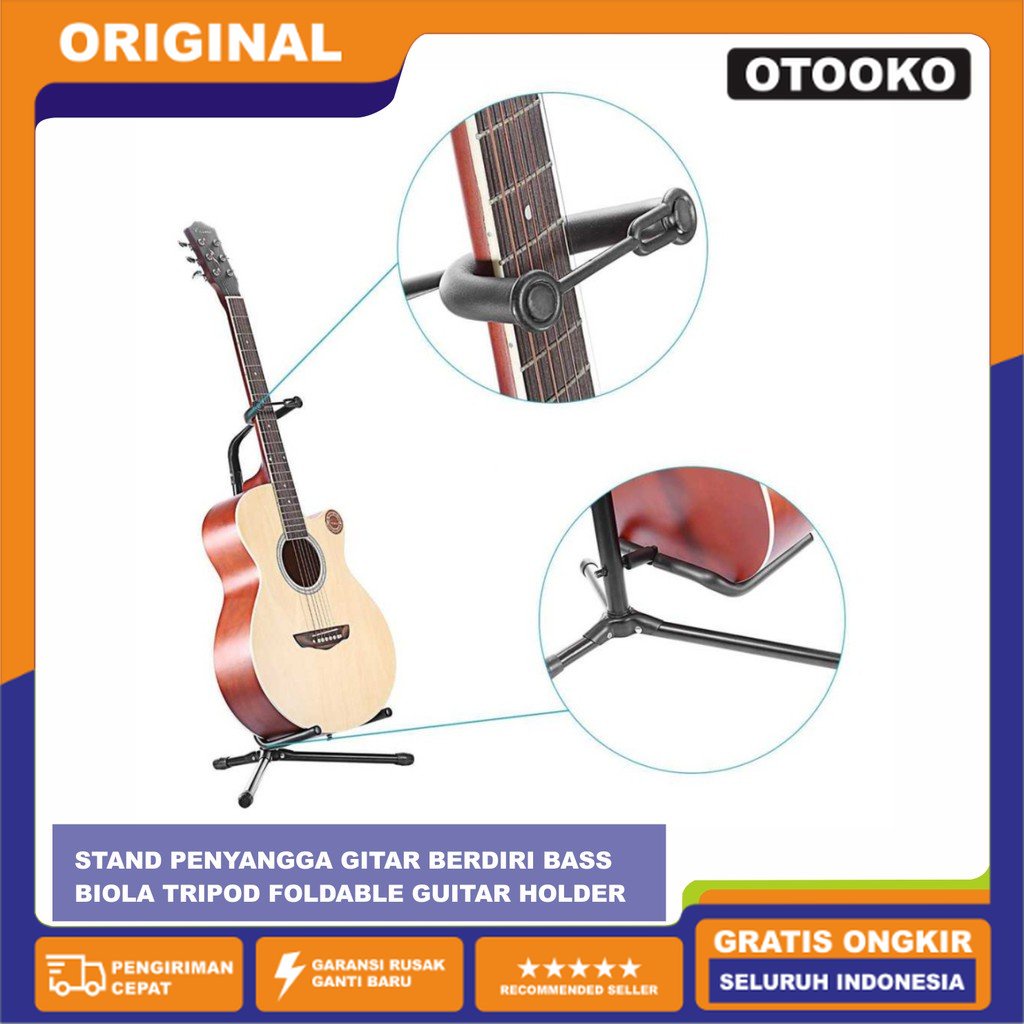 Stand Penyangga gitar Berdiri bass biola Tripod Foldable Guitar Holder