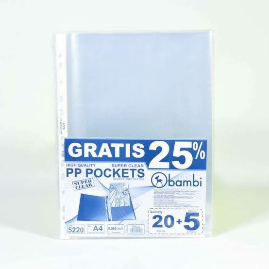

Plastik pp pocket bambi A4 5220 (isi 20 + 5 pcs)