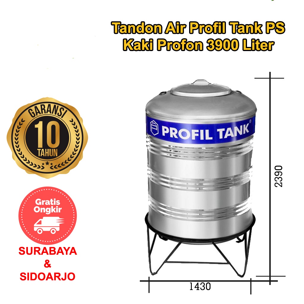 Tandon Air Profil Tank Stainless 3900 Liter Dengan Kaki