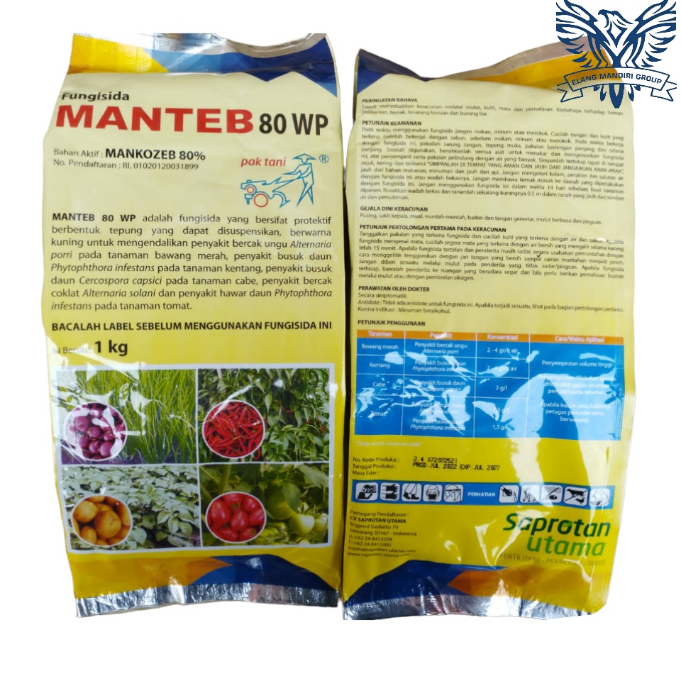 Fungisida Manteb 80WP 1kg Bahan Aktif Mankozeb 80% Saprotan Utama