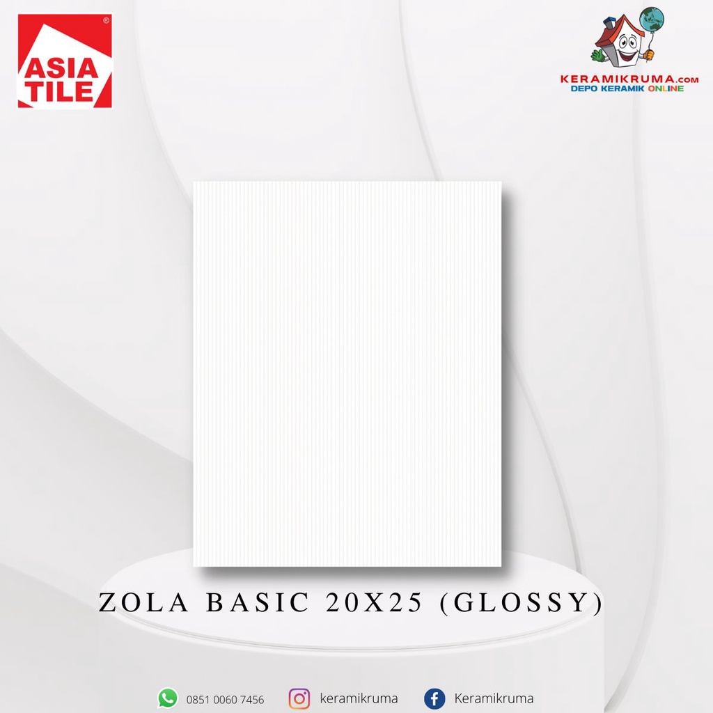 Keramik Dinding Asia Tile 20x25 Zola Basic Glossy Flat Kilap
