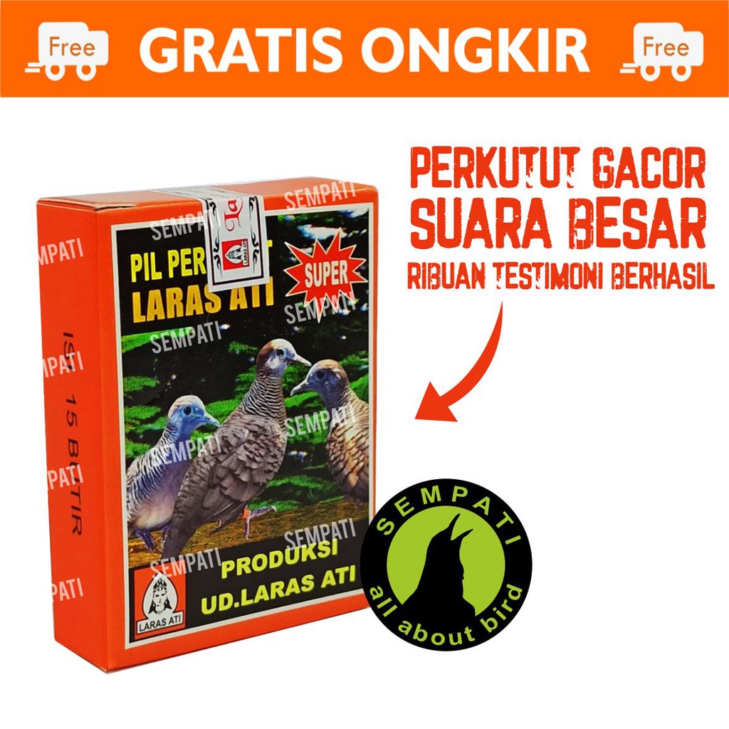 JAMU PIL LARASATI BURUNG PERKUTUT PUTER PELUNG LARAS ATI PIL PERKUTUT LARASATI PERKUTUT ISI 15 BUTIR UD VITAMIN OBAT JAMU BURUNG PERKUTUT DARA PLRPK