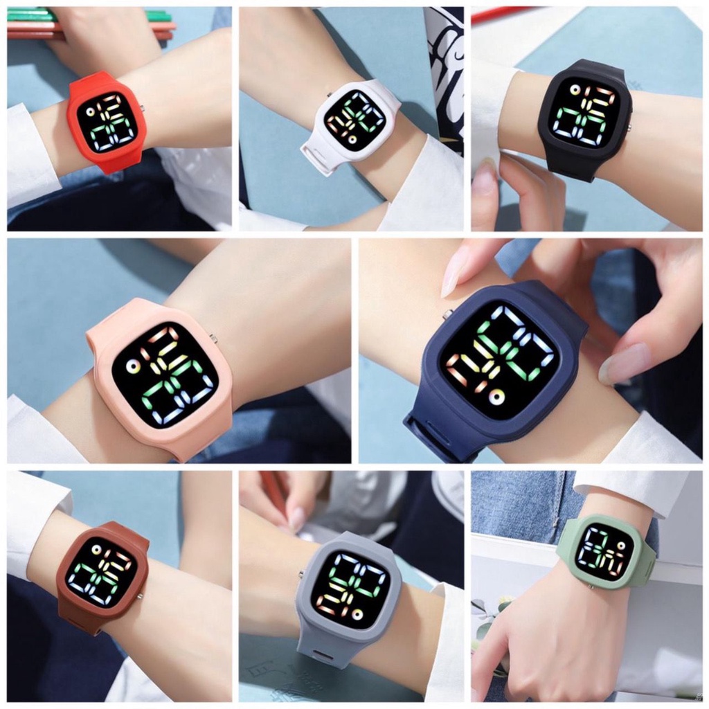 (KW) PROMO BELI 1 GRATIS 1 JAM TANGAN COUPLE PASANGAN PRIA WANITA DIGITAL ANTI AIR PERSEGI