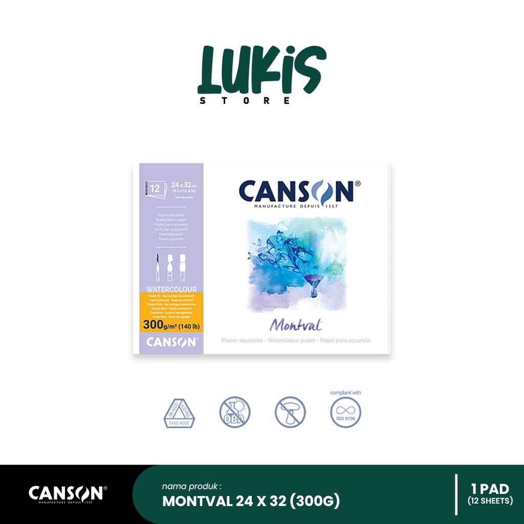 

Kertas Cat Air CANSON Montval 300G | Ukuran A3 | 12 Sheets | 200807320