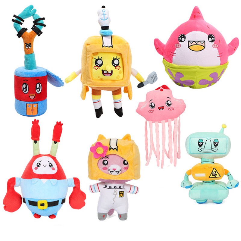 Lankybox &amp; Boneka Plush Bentuk Kepiting / Cumi-Cumi / Rubah / SpongeBob Untuk Hadiah Natal / Ulang Tahun