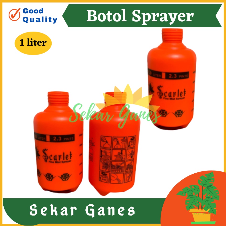 Tabung Botol Semprotan 1 liter orange hitam scarlet sprayer pompa manual suku cadang sprayer tanpa head pompa sprayer semprotan air desinfektan insektisida ternak grosir murah