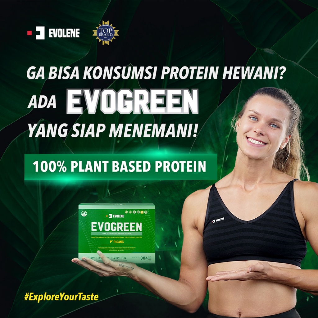 EVOLENE EVOGREEN 1 Sachet 1 Serving Vegan Protein Plant Based Supplement Suplemen Fitness BPOM HALAL EVO GREEN EVOGREN EVOLINE EVOLEN EVOLINE EVOLEN