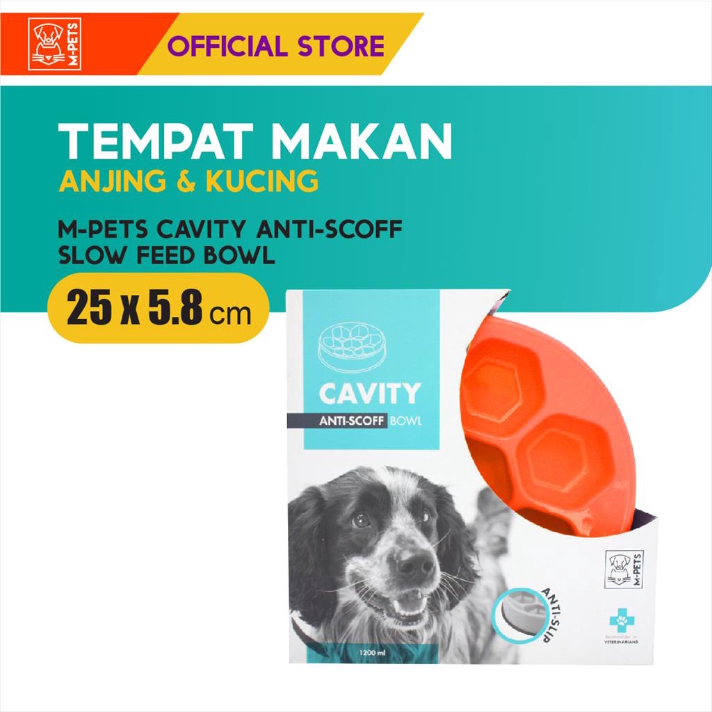 M-Pets Cavity Anti-Scoff Slow Feed Bowl / Tempat Makan Anjing Kucing