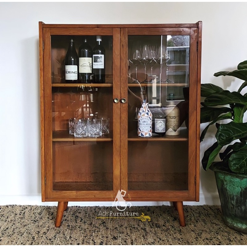 Lemari Kaca kayu jati / Lemari Kaca / Lemari dapur/ Lemari 3 susun