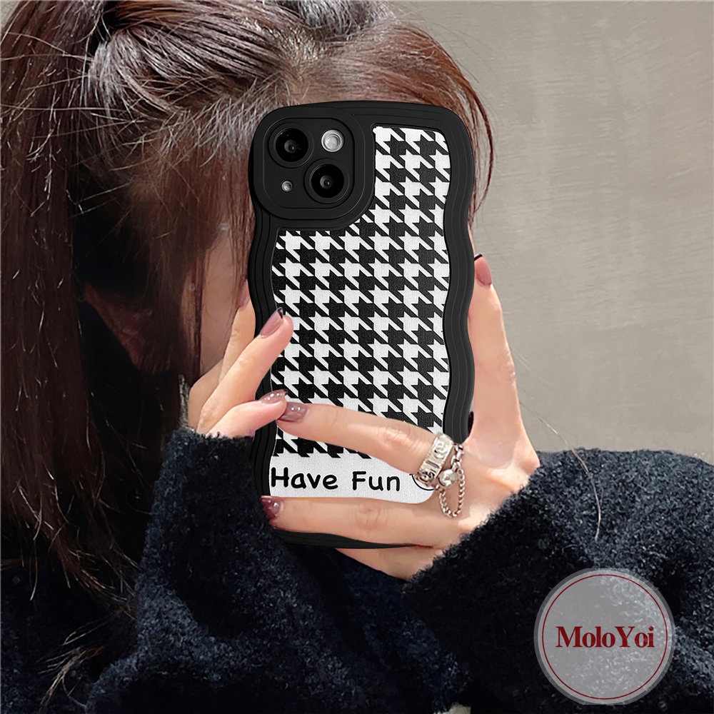 Soft Case Tpu Motif Houndstooth Untuk iPhone 7Plus 8Plus 11 XR X XS Max 6 6s 8 7 14 Pro Max 13 12 11 14 Pro Max SE 2020