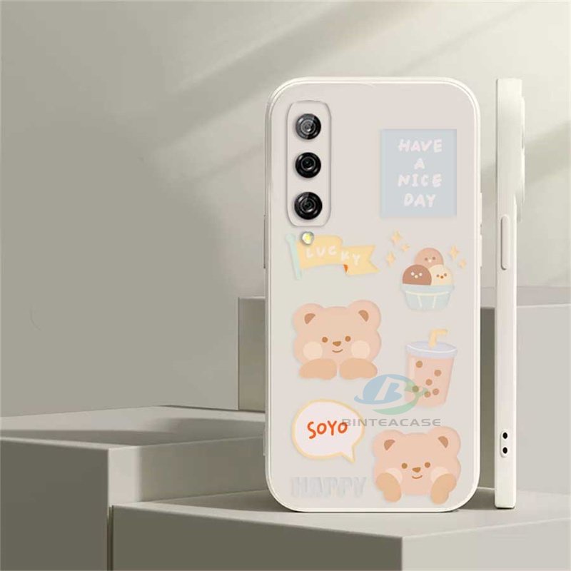 Casing Silikon Huawei P30 Lite Nova 5T 3i Nova 7i Y6P Y7A Y6 Pro Y7 Pro 2019 Y9S Motif Beruang Es Krim