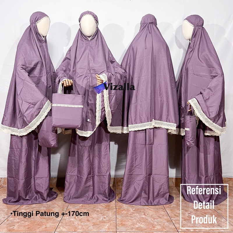 Mukena Polos Rajut 5cm/ Mukena Dewasa/ Mukena Katun