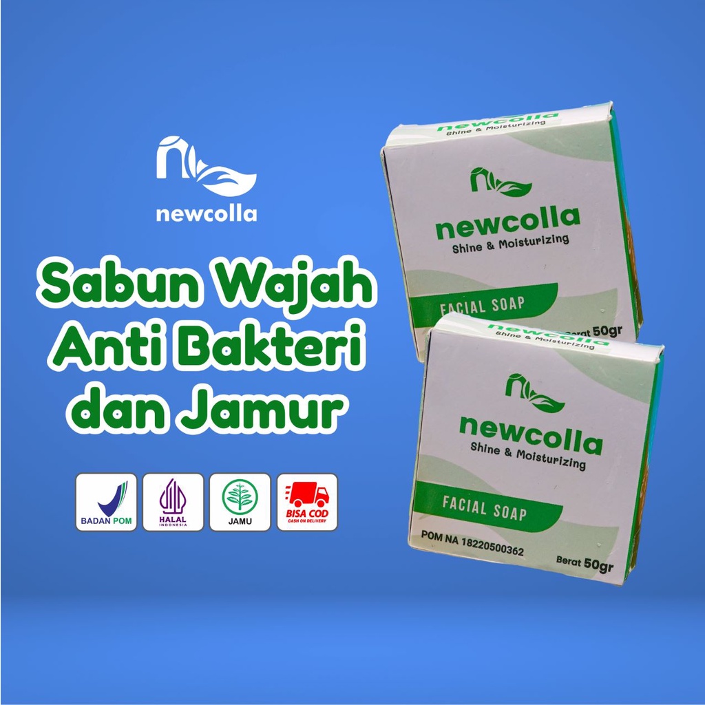 Newcolla Shine & Mousturizing Facial Soap Sabun Cuci Muka Collagen Pemutih Pencerah Wajah Ampuh Asli