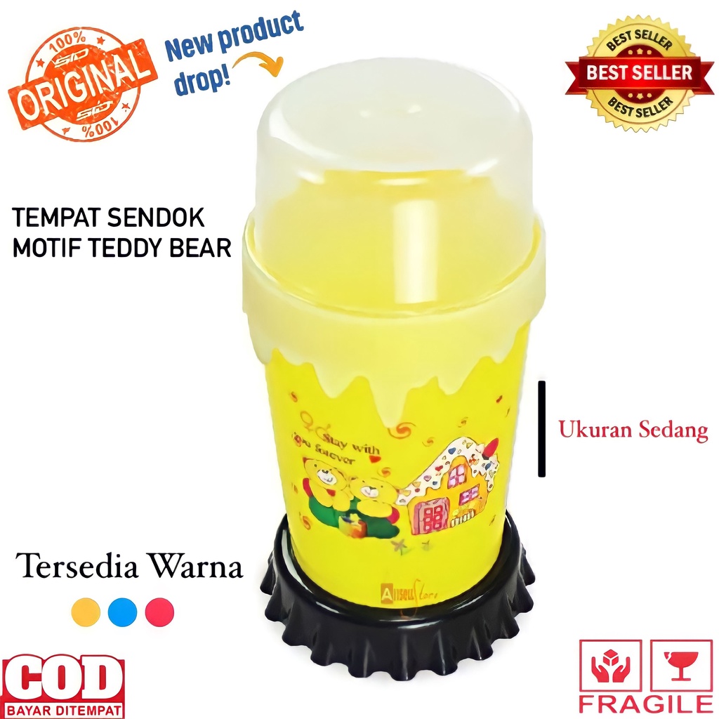 ( BISA COD ) PROMO TEMPAT SENDOK MOTIF TEDDY BEAR / TEMPAT SENDOK SERBAGUNA / TEMPAT SENDOK DENGAN TUTUP / TEMPAT SENDOK GARPU UKURAN SEDANG / TEMPAT SENDOK MULTIFUNGSI / TEMPAT SENDOK BULAT