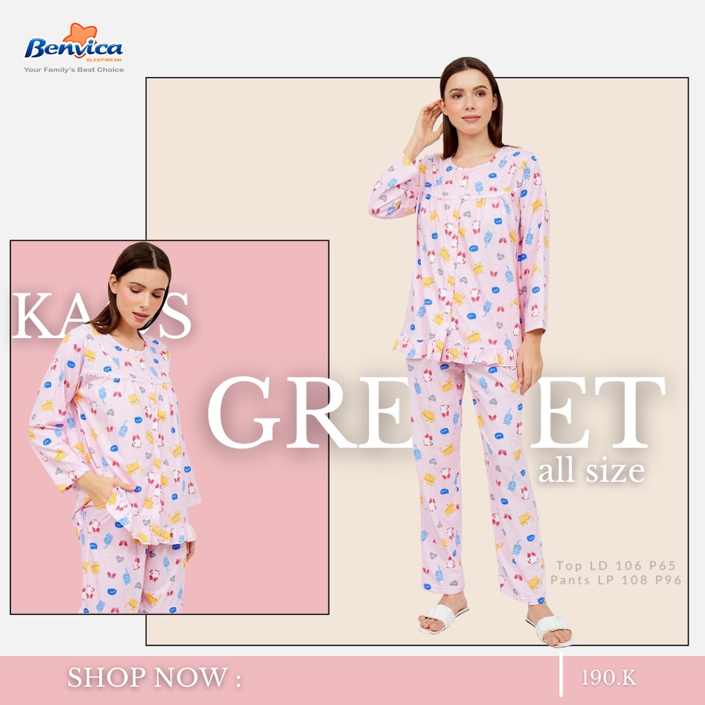 BAJU TIDUR PIYAMA KAOS LENGAN PANJANG ADEM BANYAK MOTIF GREET