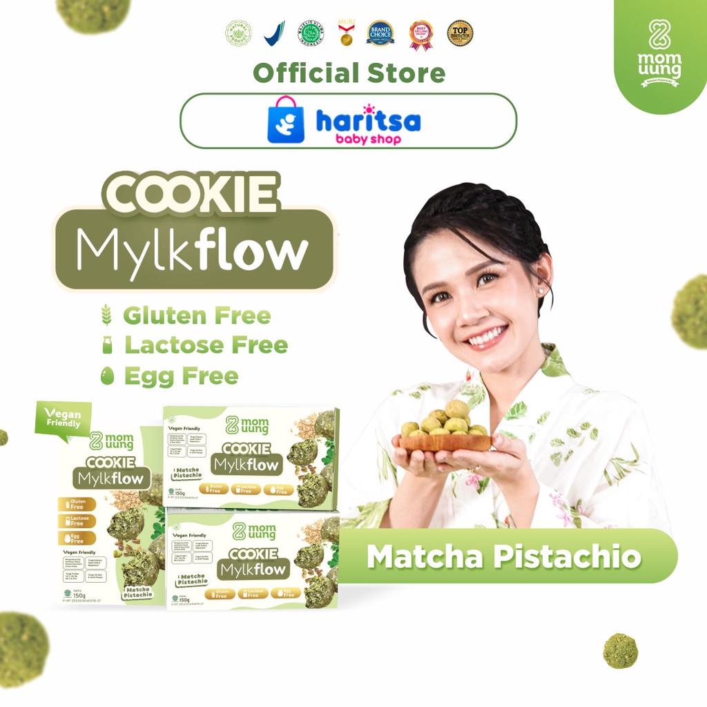 Mom Uung Mylkflow Matca Pistachio/Cookie Mylkflow / ASI Booster / Vegan Friendly Rasa Cokelat / Rasa Matcha