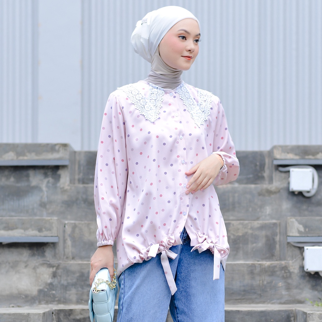 NUNA Hira Top | kemeja blouse atasan wanita motif busui