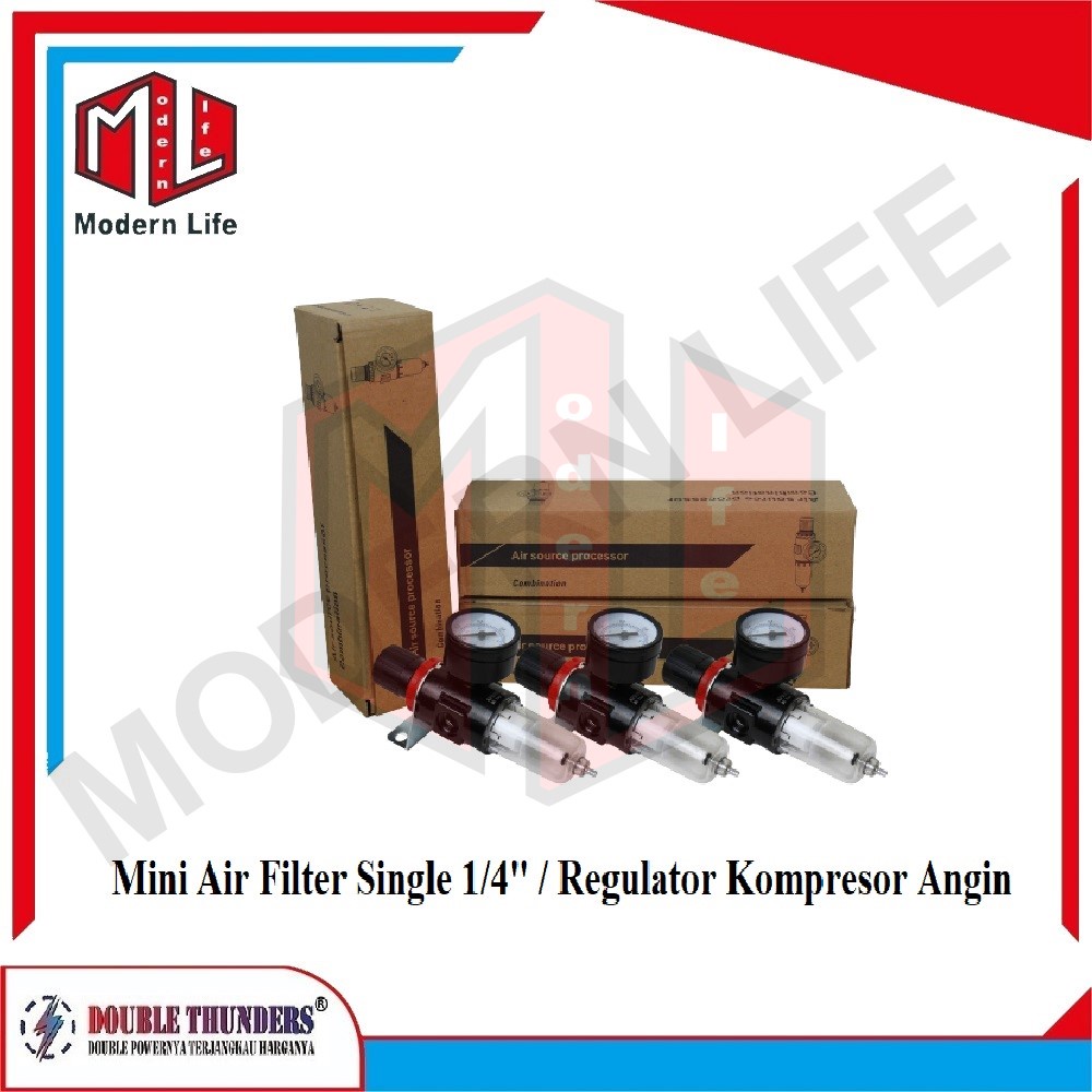 Mini Filter Air Single Regulator Kompresor Angin 1/4&quot; Dus Coklat DT