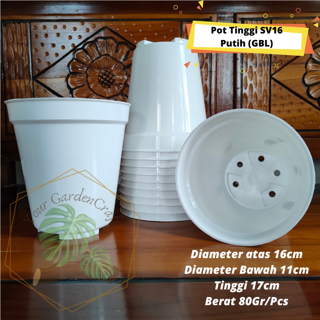 [JM_Garden] Pot Plastik GBL SV16 Tinggi Putih