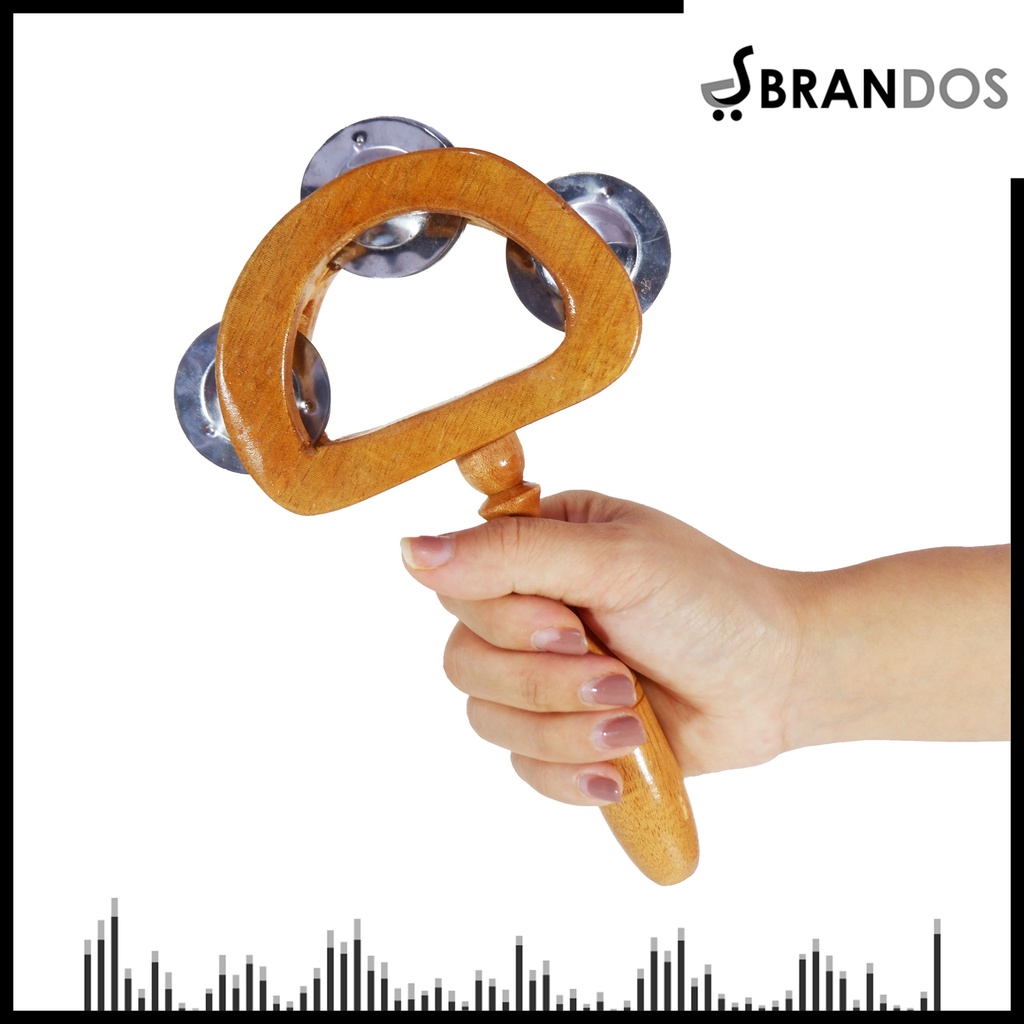 Tamborin Gagang Kayu Mahoni Jepara Kecrekan Tambourine Perkusi LT-51