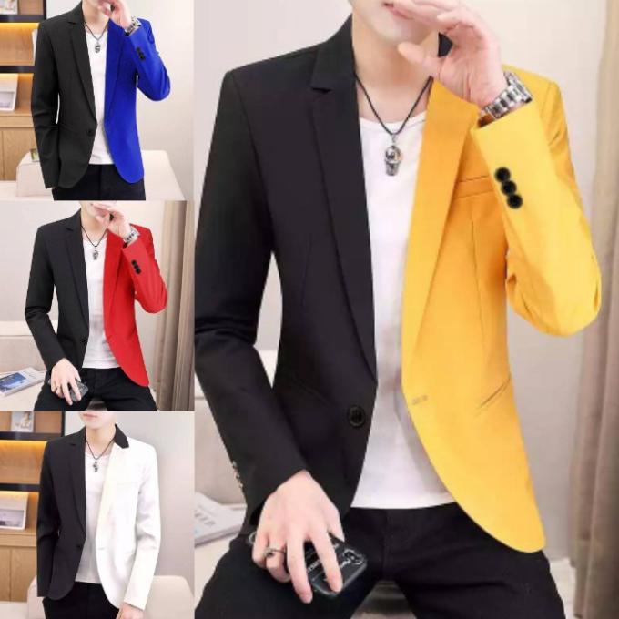 Blazer Kombinasi Kekinian Baju Jas Pria Modern Men Warna Warni Cowok
