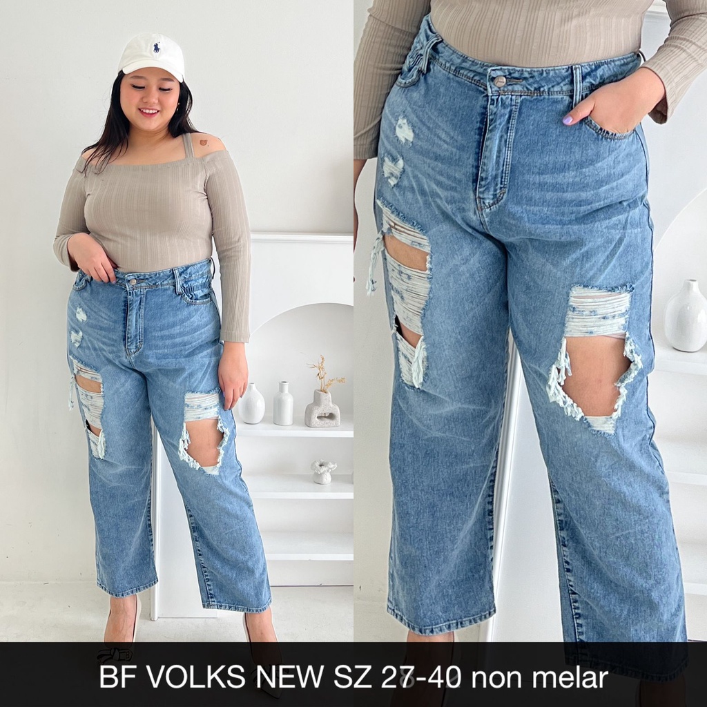 CELANA JEANS WANITA UKURAN NORMAL &amp; JUMBO BF VOLKS NEW - SYSCLOTHIER