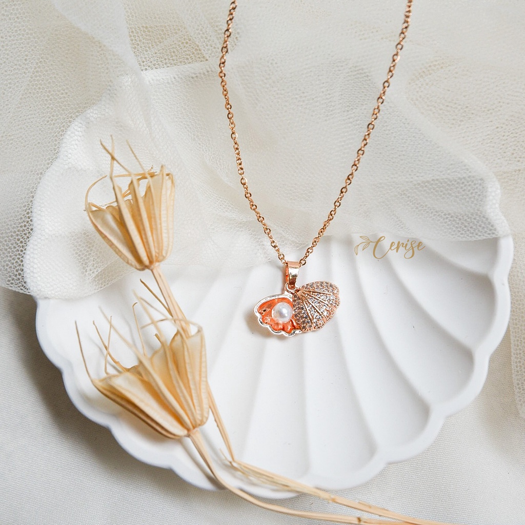 Jennie Necklace | Kalung titanium anti karat bentuk kerang korea cantik aksesoris wanita trendy stylish