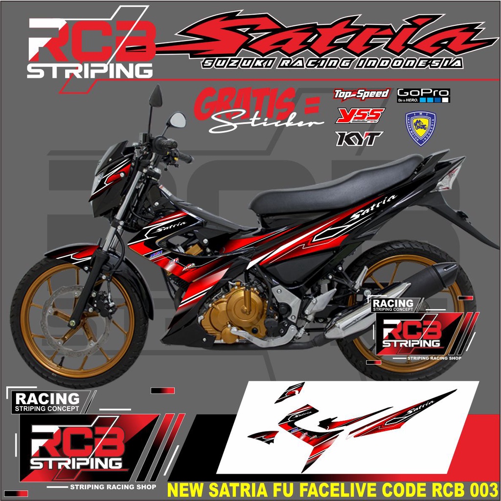 Striping Satria Fu / F 150 New Facelift FL 2013 2014 2015 Stiker Satria F 150 New Facelift RCB 003