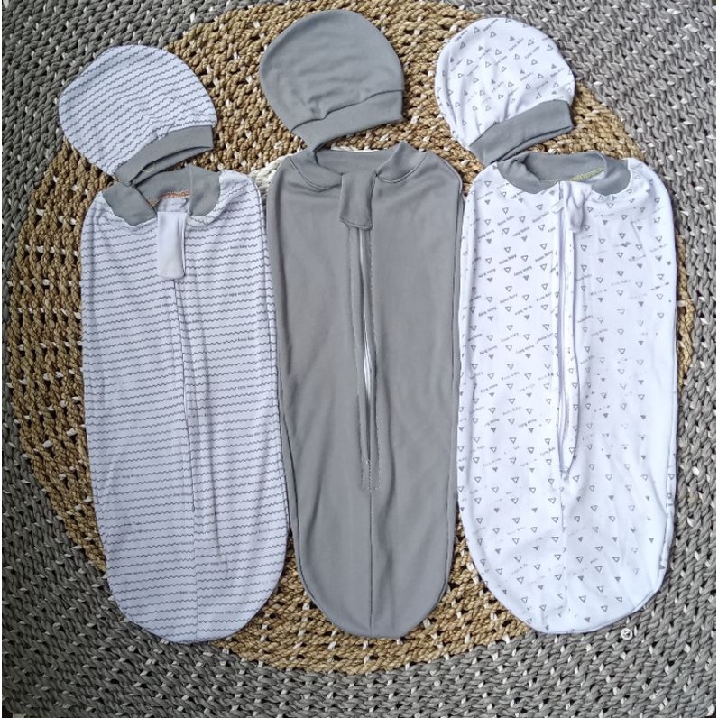 Raisa*3pcs bedong instan ziper karakter seri abu +topi