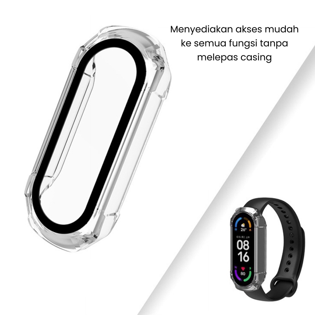 Miband 2 in 1 Screen Protector / PC Frame + Tempered Glass Full Case for Xiaomi Band 4 5 6