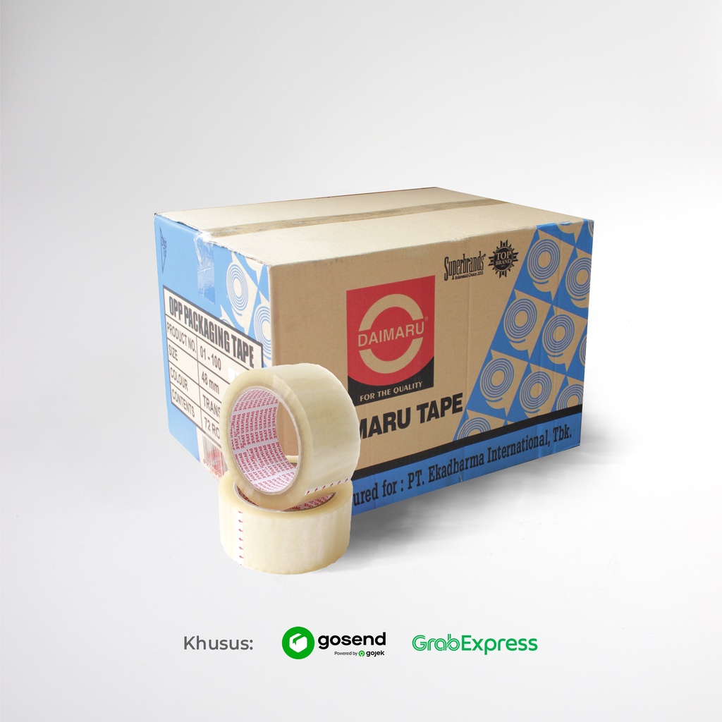 

Lakban Bening - Cokelat Daimaru 48mmx90 Yard 1 Dus Isi 72 Roll