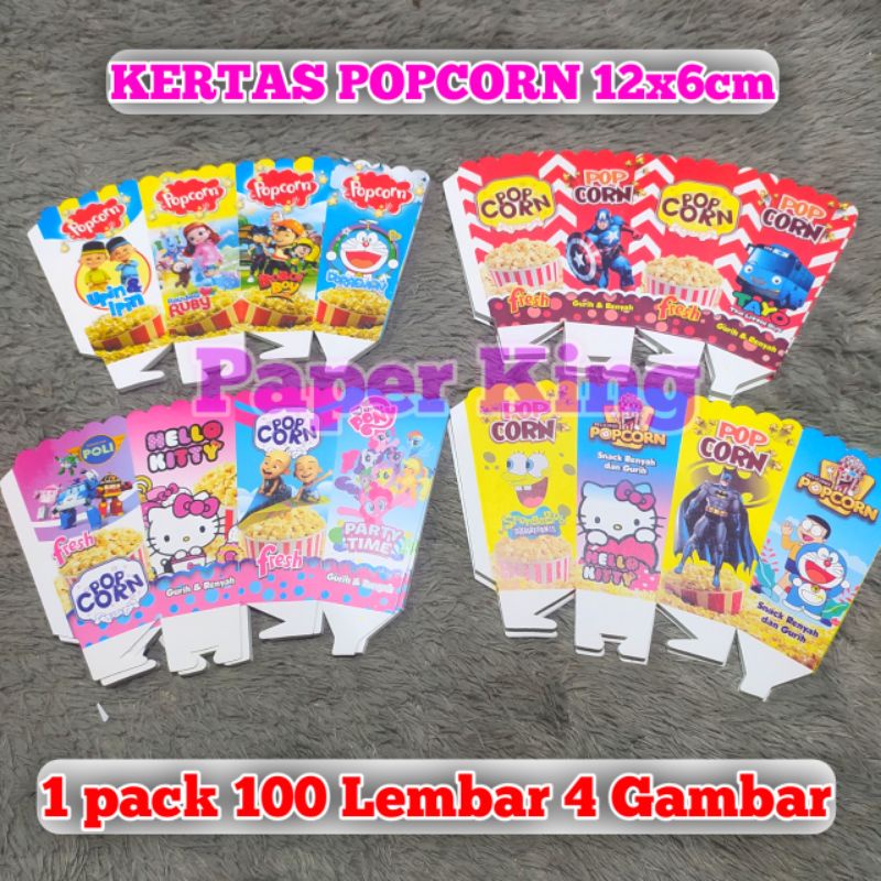 

kertas Popcorn 12x6cm Bungkus popcorn 1 pack 4 gambar kemasan popcorn wadah popcorn kotak popcorn ifory tebal