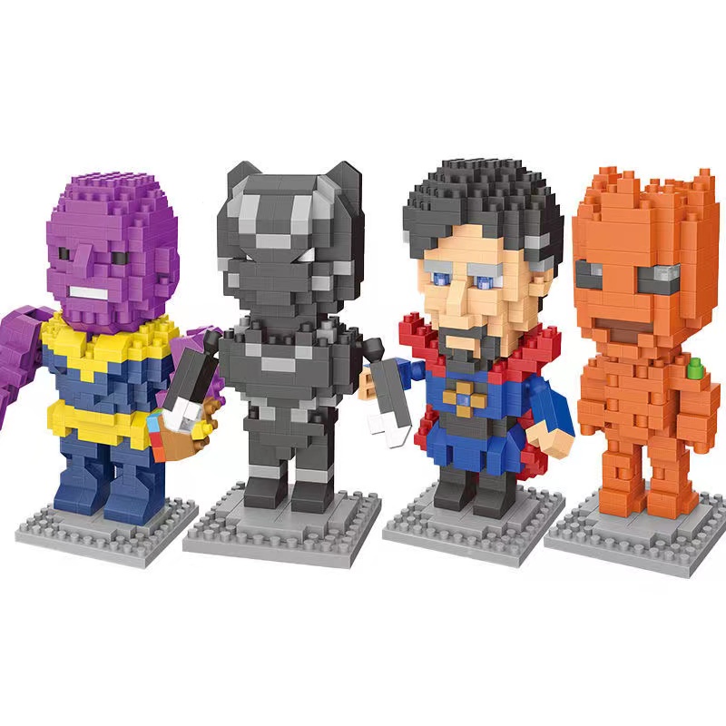 Mainan Balok Bangunan Partikel Kecil Model Thanos Spiderman Iron Man Groot other Untuk Dekorasi Ruang Tamu