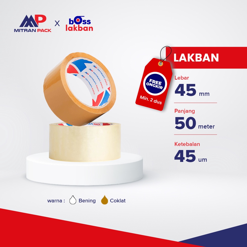 

Lakban Bening / Coklat 45 mm x 50 meter Murah / Ekonomis Mitran Pack