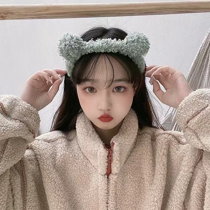 Bando Kartakter Telinga Beruang Bear Bulu Kekinian -  Bandana Bando Handuk Aksesoris Rambut